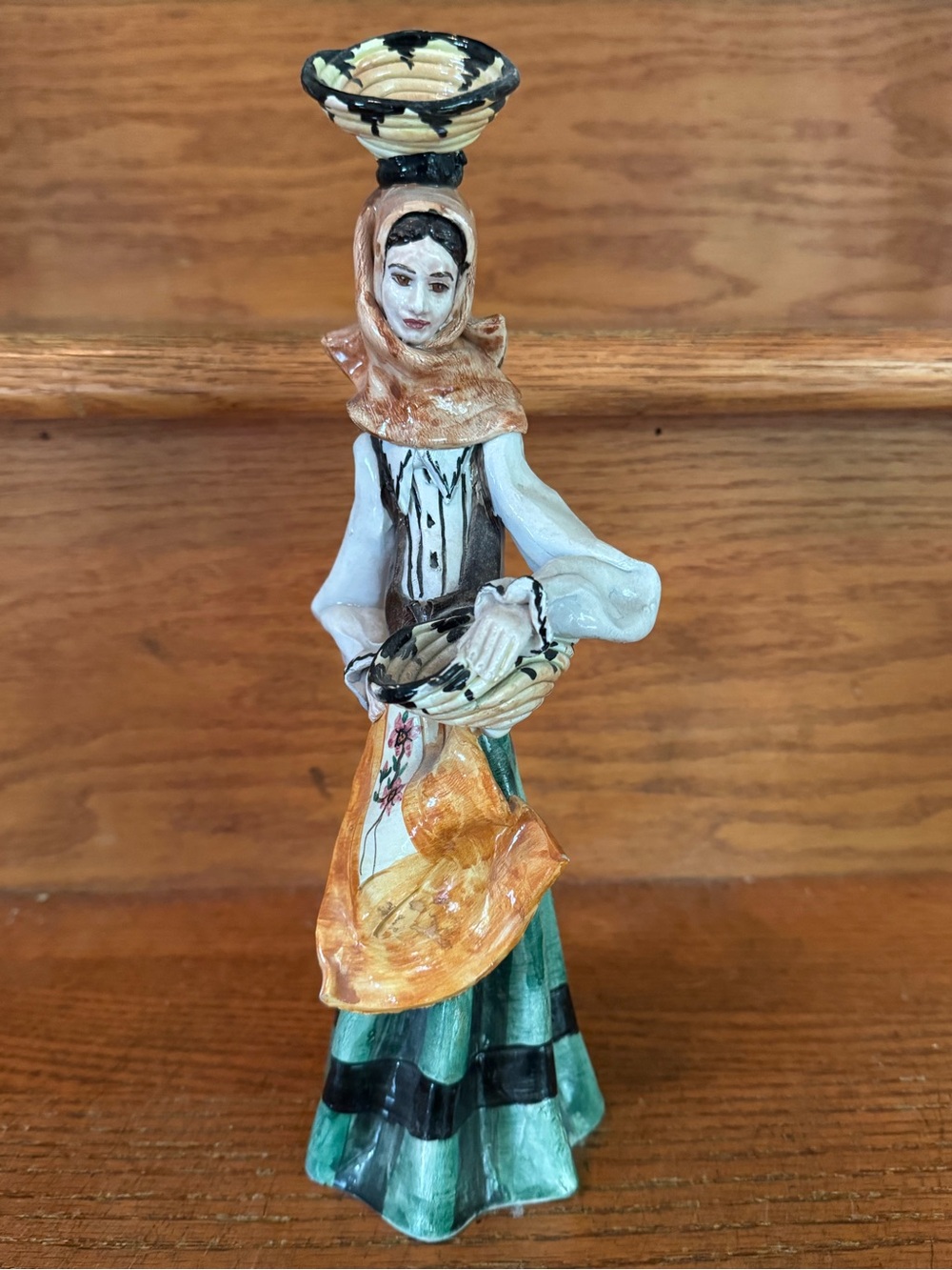 Cerasarda Hand-Painted Ceramic Woman Figurine - Sardinian Folk Figure - VINTAGE